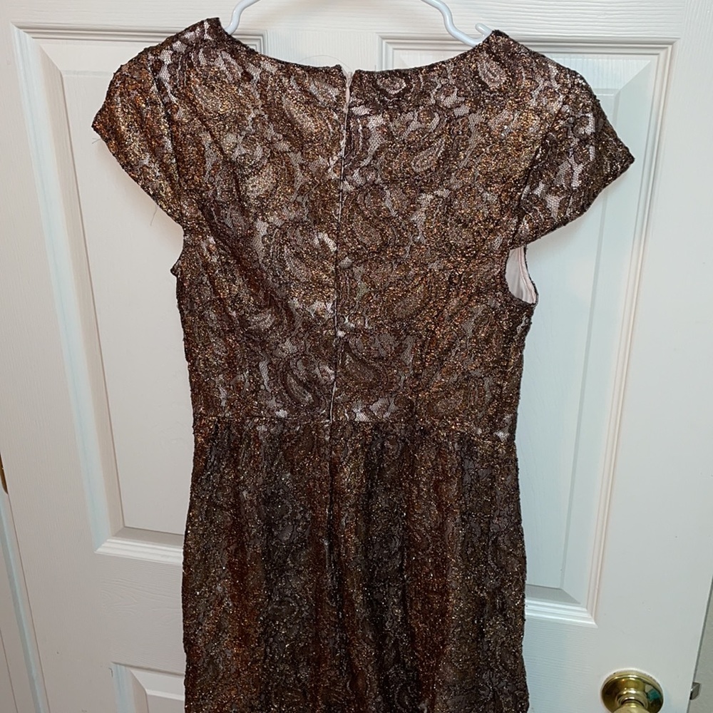 Bronze Metallic Lace Dress Gem